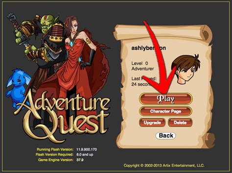 adventure quest login|adventure quest manage account.